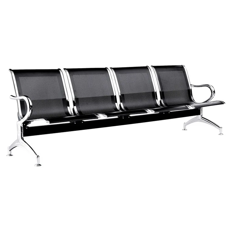 Public 3 seater  salon reception waiting metal chair metal bench for airport