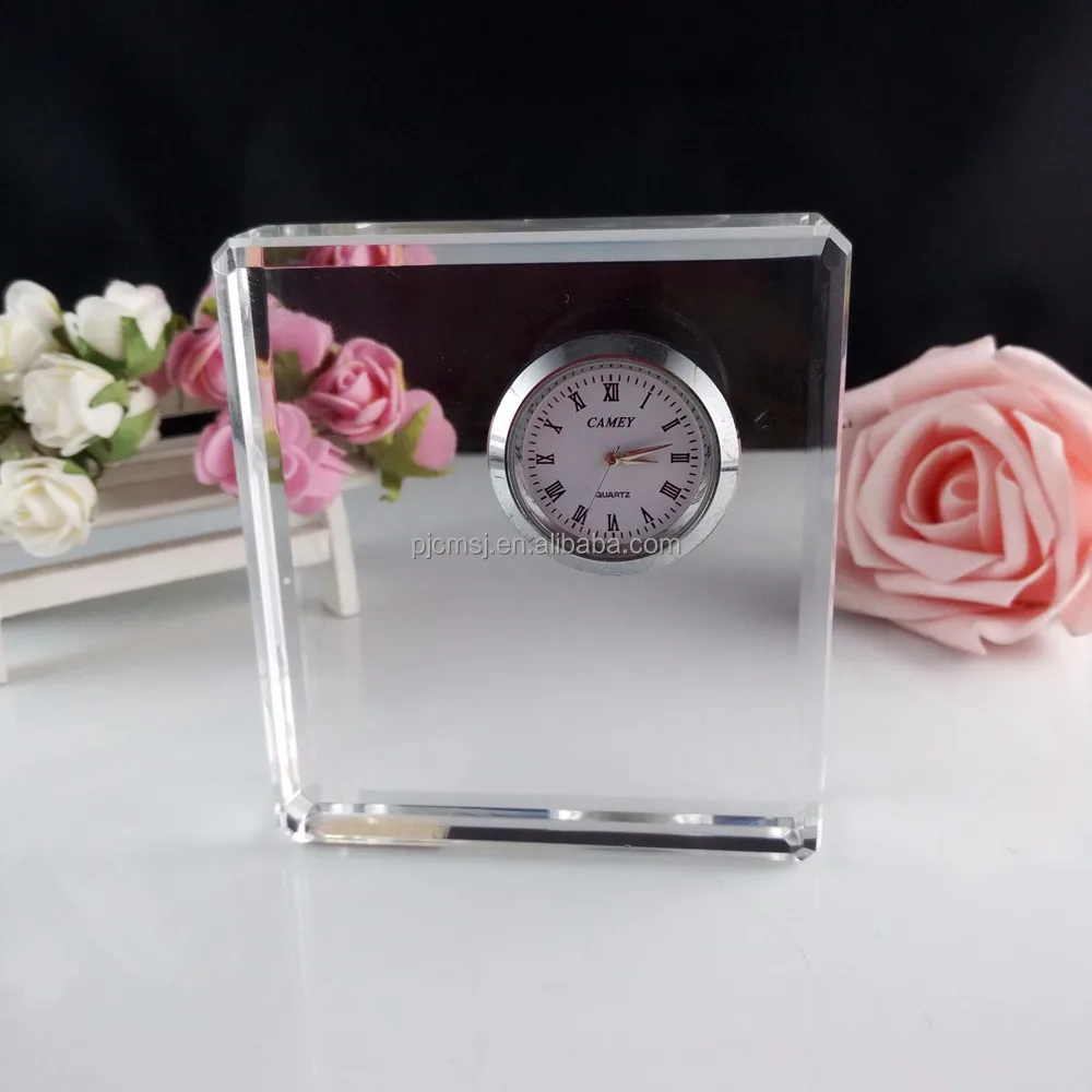 Heart Shaped Desktop Acrylic Trophy Crystal Trophy with crystal watch