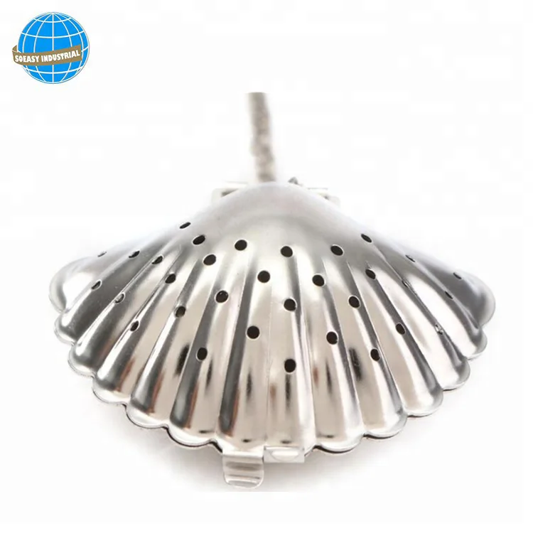 
Easy Use Seashell Shape Stainless Steel Loose Leaf Tea Infuser With Chain 