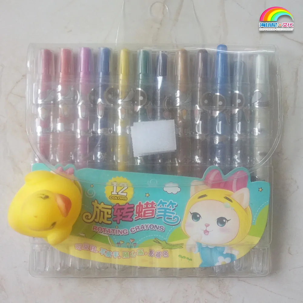 12 colors personalized fancy crayons mini grease twist crayons for children
