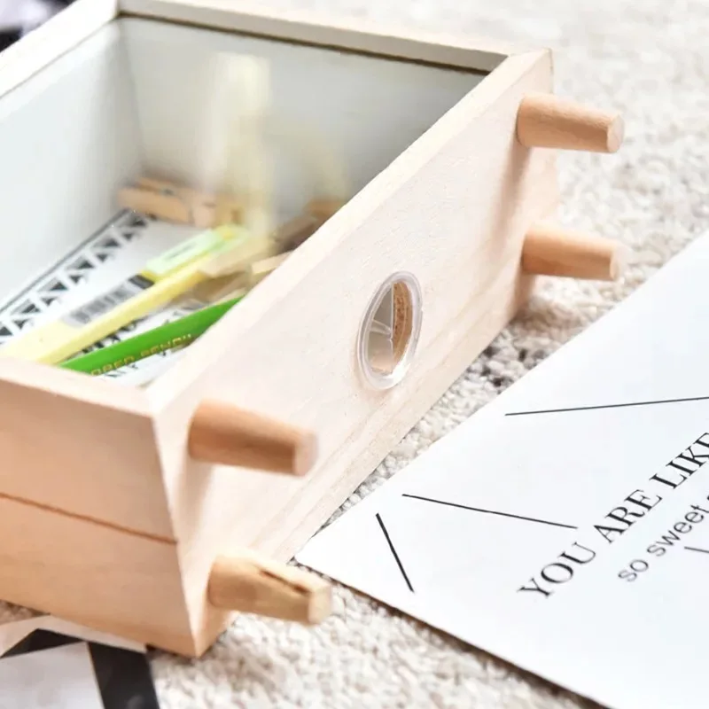 Wooden money saving box acrylic money box with DIY picture