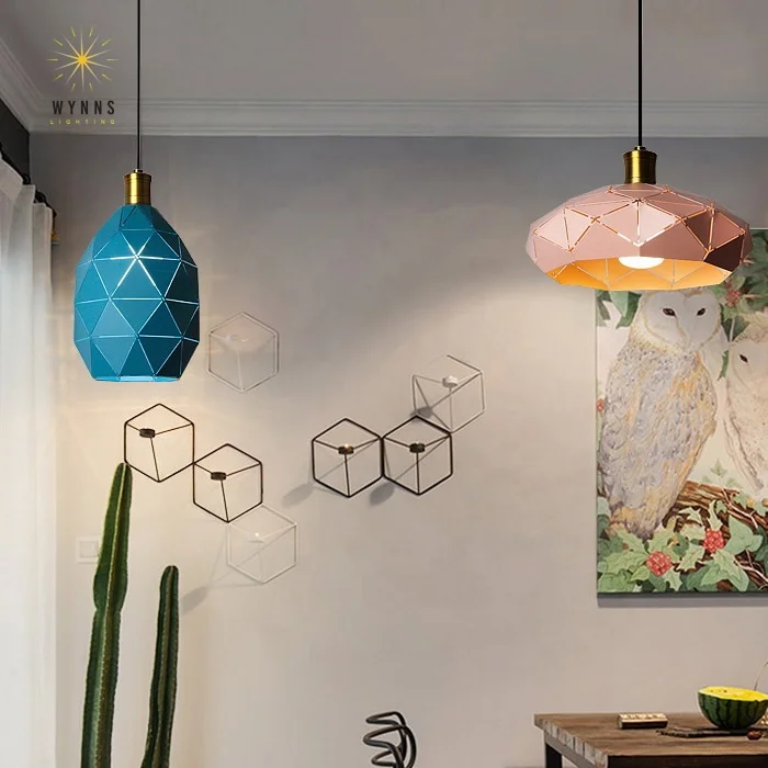 Macaron Modern Chandelier Ceiling Light Colorful LED Pendant Lighting Simple Suspension Large Iron Lamp Bar Low Price