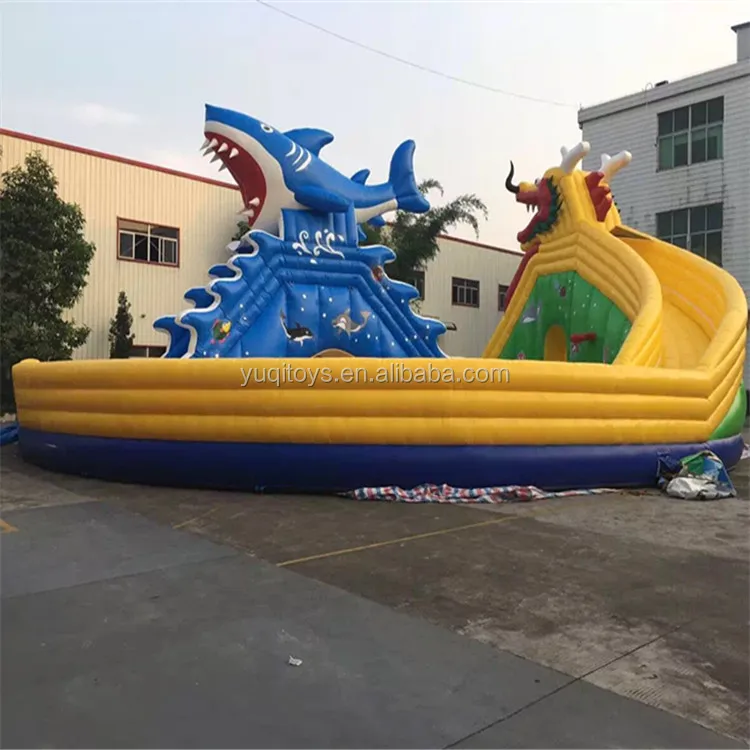Dragon shark island inflatable water park for kids and adults amusement equipment
