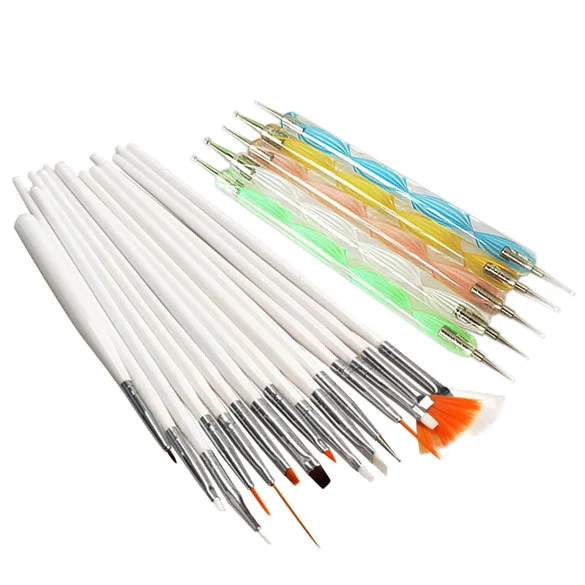 20pcs a set Nail Art Design Set Dotting Painting Drawing Polish Brush Pen Tools Nail Polish
