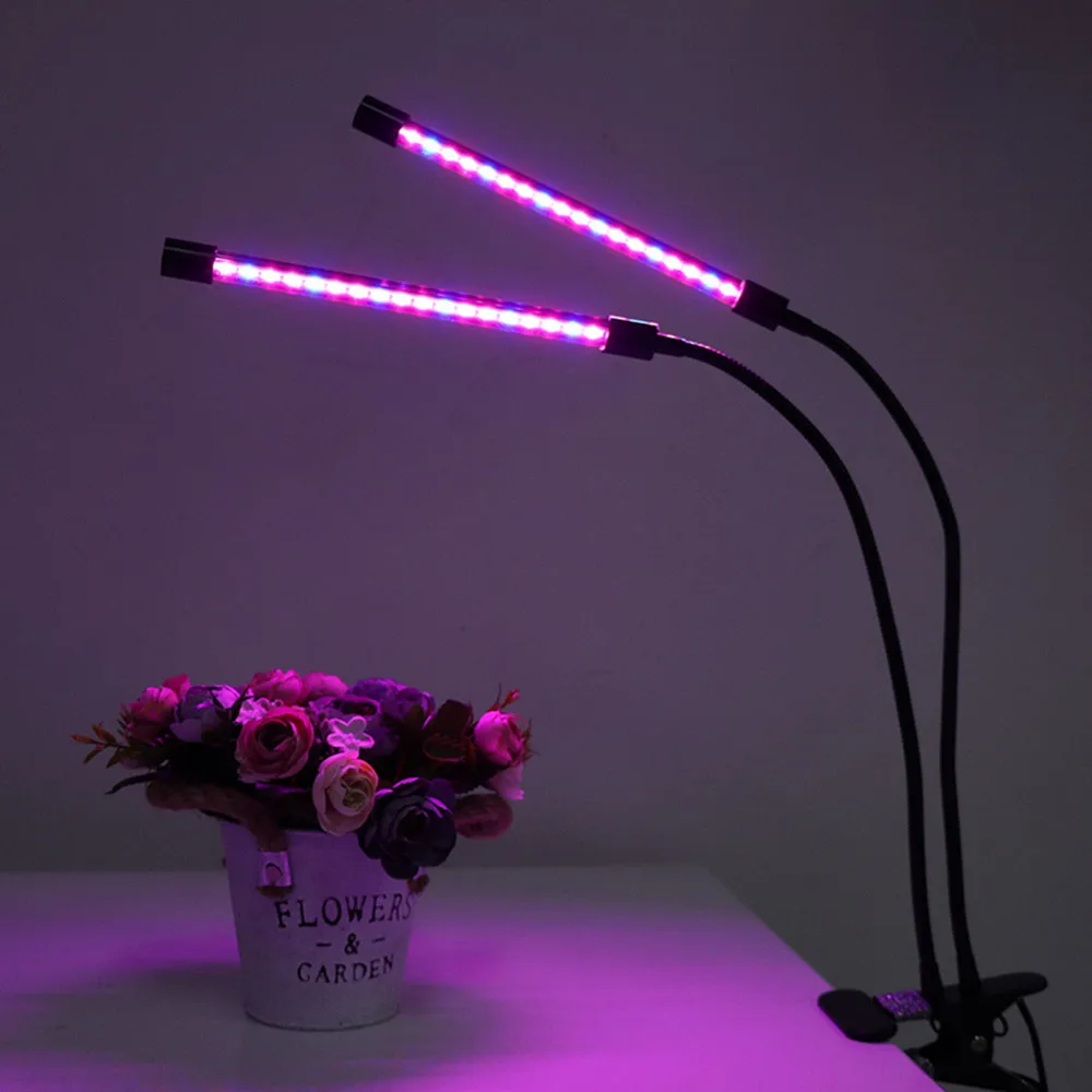 18W Dual Head LED Plant Grow Light,Dimmable Grow Lights Desk Clip with Adjustable Gooseneck for Indoor Plants