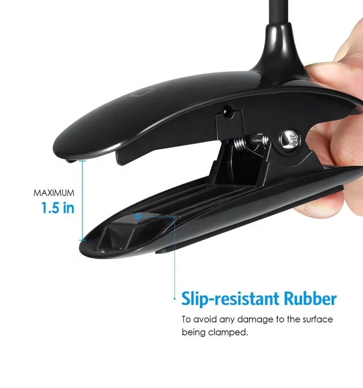 Rechargeable 16 LED Book Light Clip on Reading Light Flexible Desk Lamp with Touch Switch 3 Levels Brightness Eye-Care