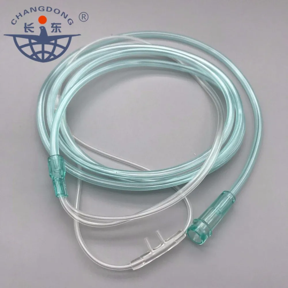 Medical Disposable PVC Nasal Oxygen Cannula With Soft Straight Tip And Standard Universal Connector