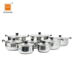 Stainless Steel Cookware Sets 16 Pieces Kitchen War Cookware Pots And Pans Set With Clear Glass Lid