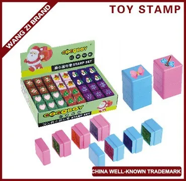 2023 3 in 1 toy stamp plastic square kids toy self inking rubber stamp set