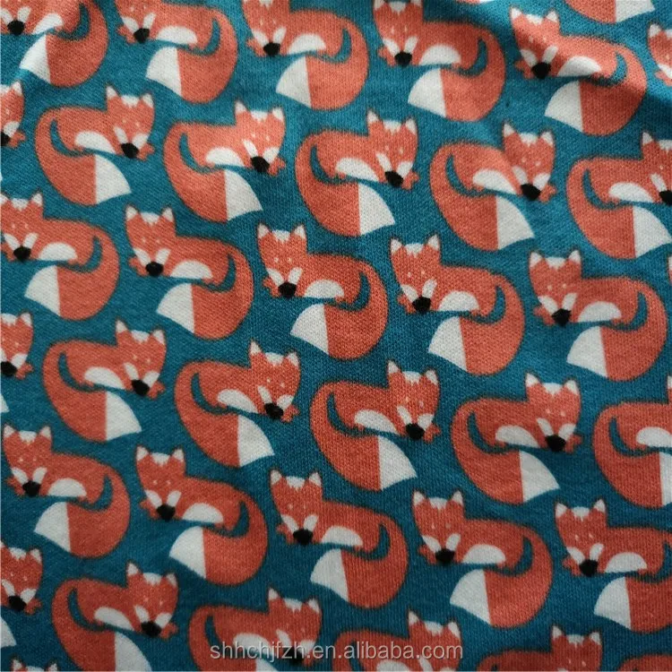 Custom Print Organic Cotton Jersey Knitted Cotton Printed Fabric For Kids