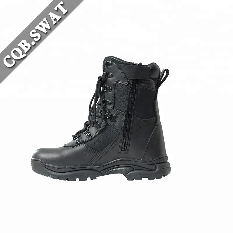 Indian Kenya Dubai Black Security Boots With Padded Collar Cemented Construction Combat Boots