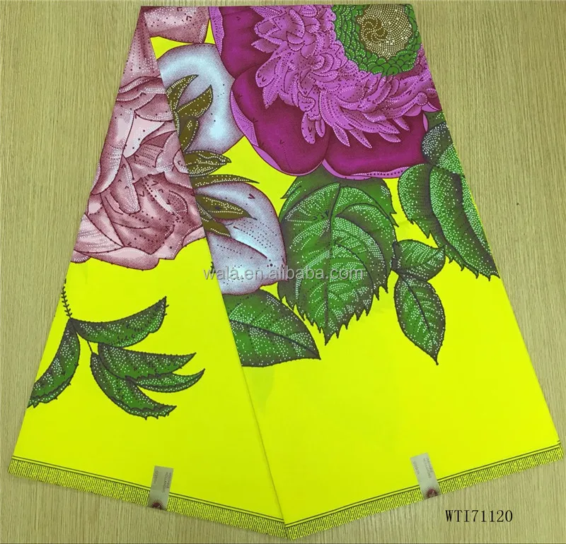 
WTI71120 High quality african wax fabric wholesale 6 yards/big flower cotton wax fabric 