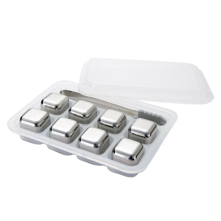 Многоразовые кубики из нержавеющей стали, охлаждающие камни, камни для виски, вина, напитков, подарочный набор с щипцами