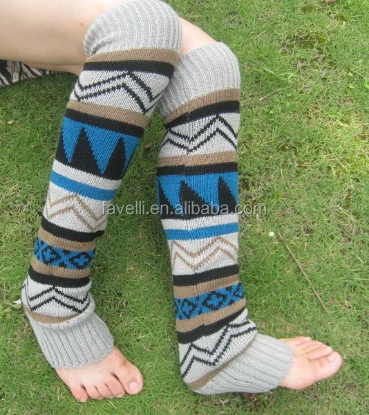 Модные жаккардовые вязаные ацтекские гетры для девочек