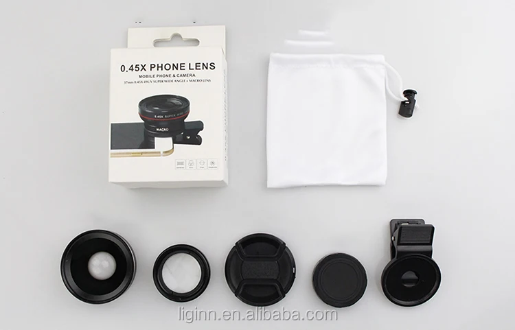 Объектив камеры телефона 2 в 1 0,45x супер широкоугольный объектив 12,5x макрообъектив с кожаным чехлом для мобильного телефона