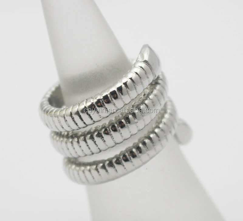 Sliver Retro Style Spiral Winding Stainless Steel Silver cool Snake twine Ring Multi Layer stacking Serpent Ring for women