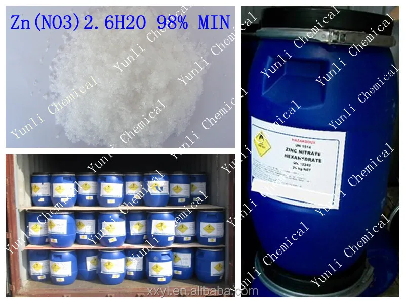 
98% Zinc Nitrate hexahydrate Zn(NO3)2.6H2O 