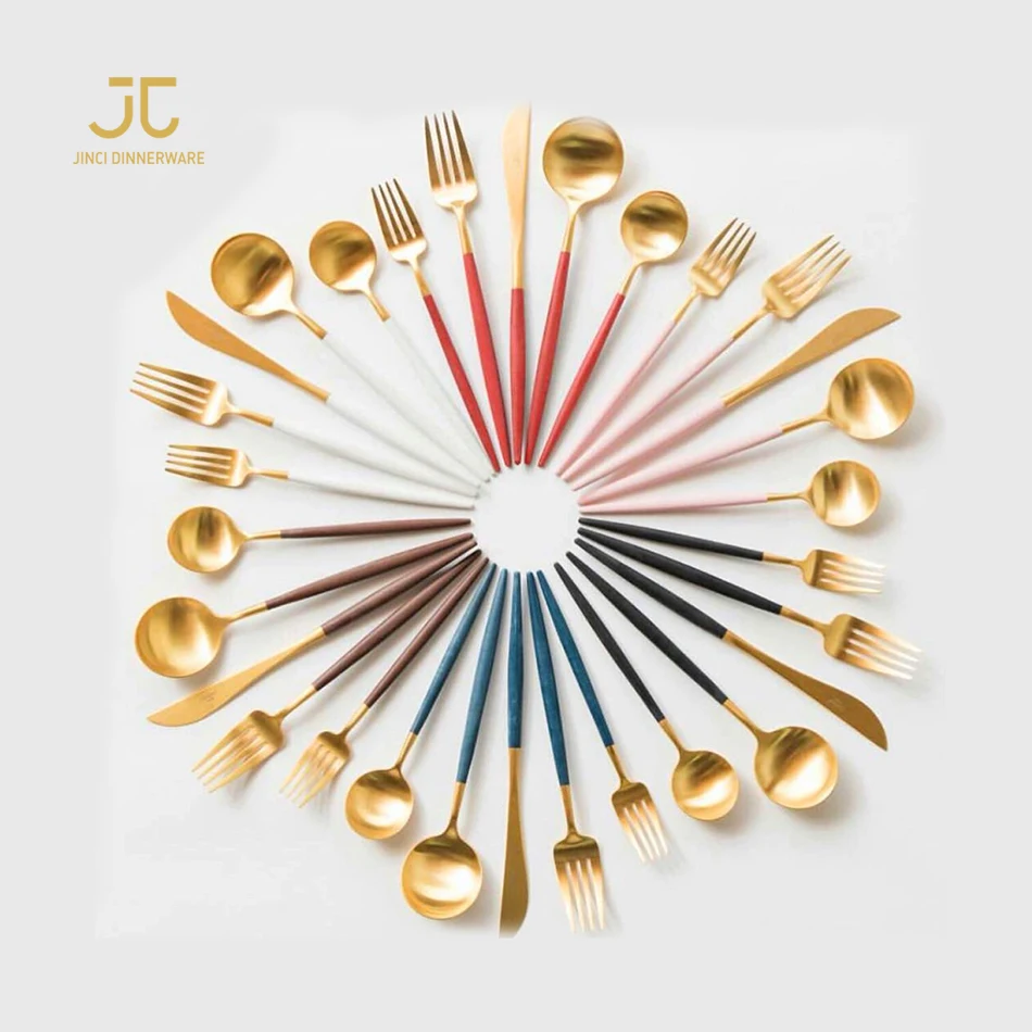 Gold Wedding Flatware Set Stainless Steel Cutlery