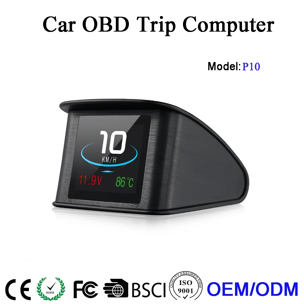 Digital Car Voltage Speed Meter Hud P10 Car Front Display with Water Temperature Alarm Automatic Diagnostic Tool Hud