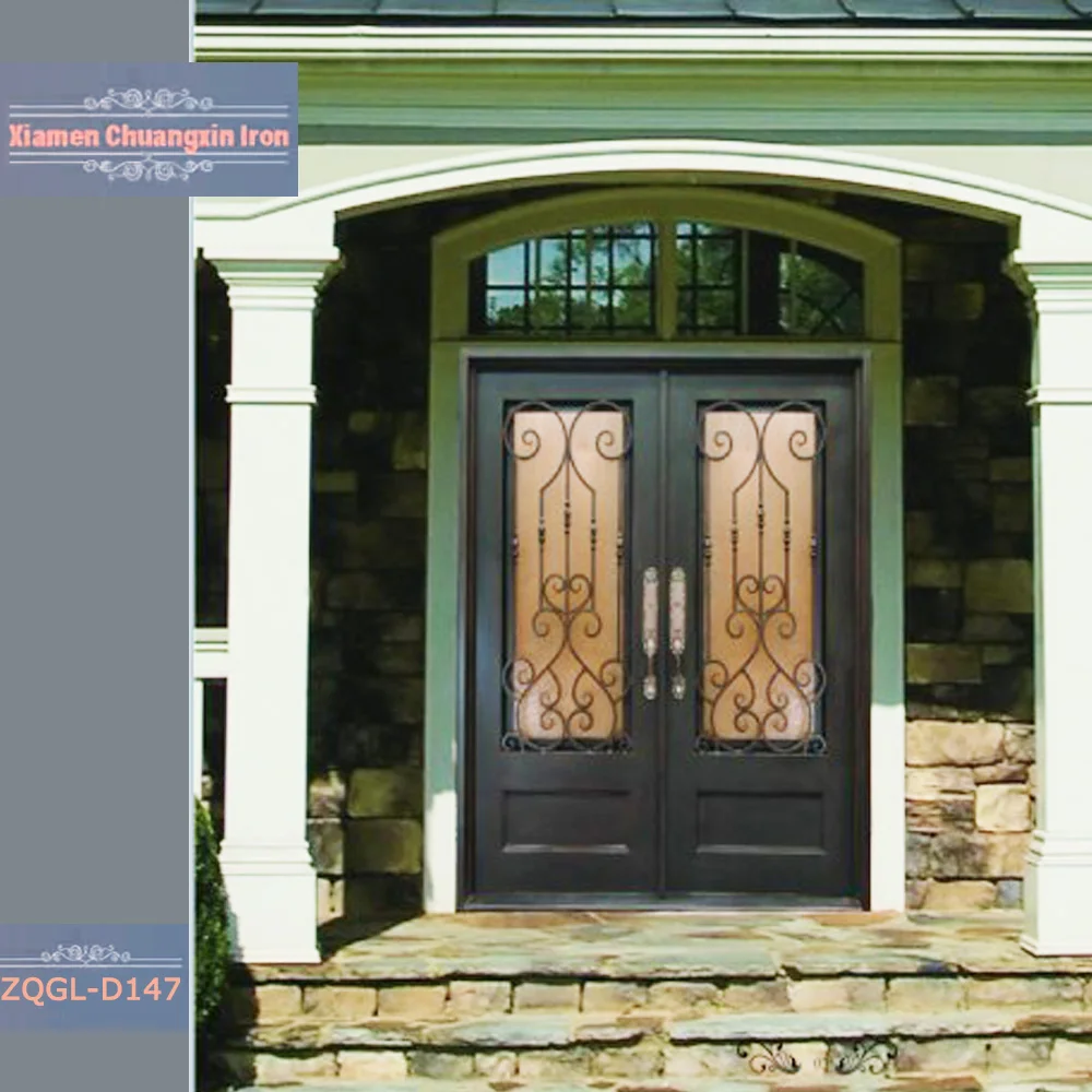 
Swing Open Style and Exterior Position Top-selling Wrought Iron Entry Doors 