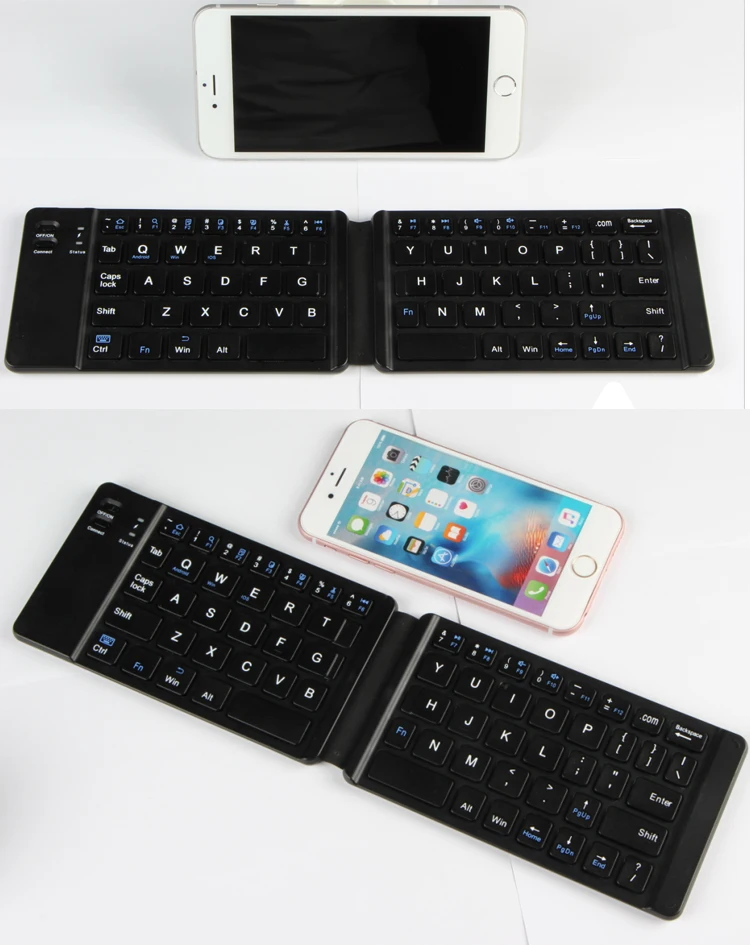 Foldable Ultra Slim Rechargeable Keyboard Tablet Blue tooth Keyboard Wireless Ultra Slim Keyboard for iOS Android Windows 3 in 1