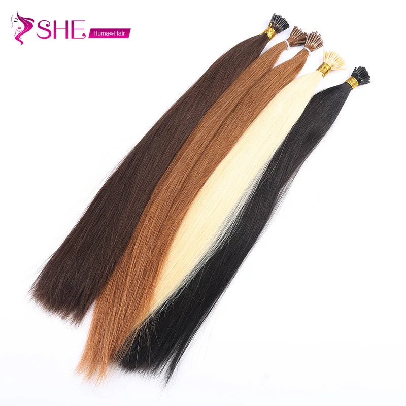 
ISHE Drop Shipping Virgin 100% Unprocessed Super Double Drawn Silky Straight Human I Tip Hair 