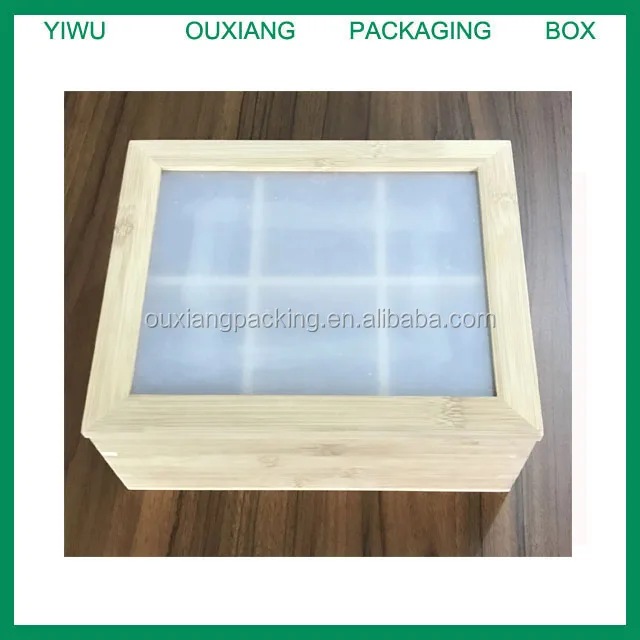 custom design bamboo tea box for 6 compartments
