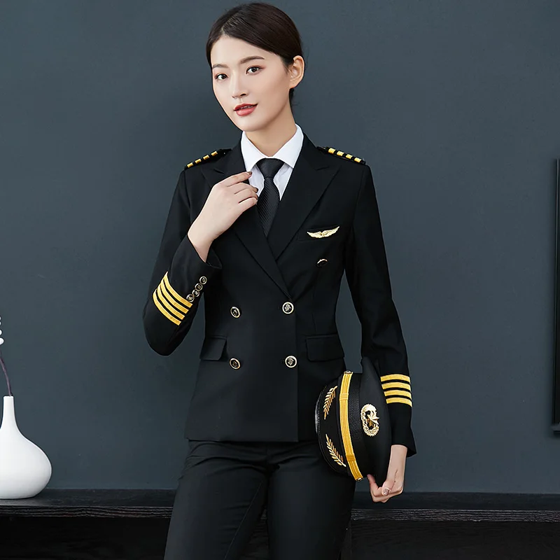 Wholesale Airline Aviation Black Women Pilot Uniform high quality