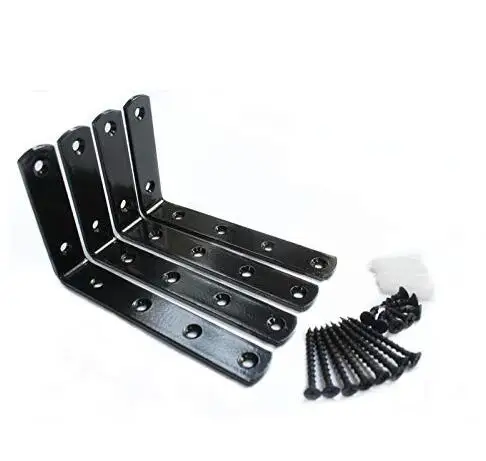 
Black Steel Heavy Duty L Corner Brace Joint Angle Bracket Shelf Bracket Wall Hanging with Screws Decorative Corner Brackets 