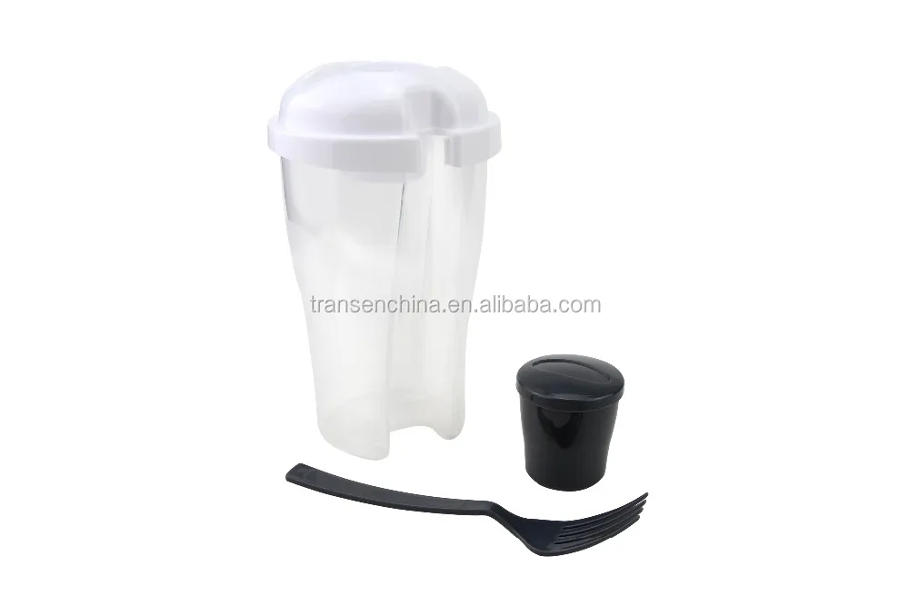 Hot sell wholesale promotional health vegetables mix cup BPA free plastic salad dressing shaker with fork food container