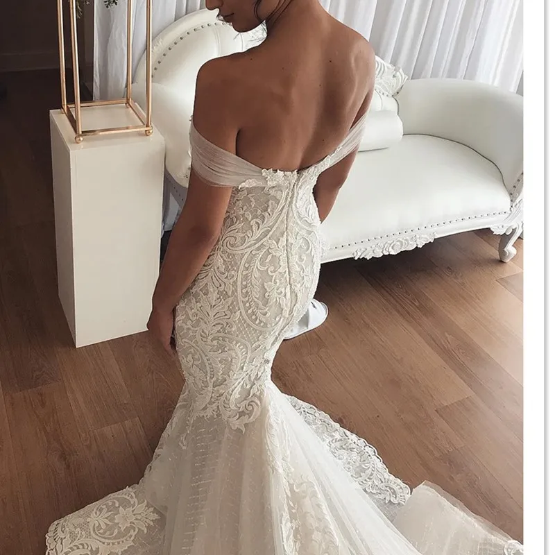 Elegant Lace Mermaid Wedding Dresses Strap Sleeveless Sweet Heart Classic Wedding Gowns Trumpet Bridal Dresses