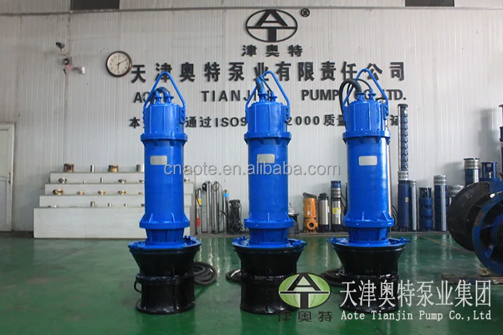 Vertical submersible axial and mixed flow propeller pump