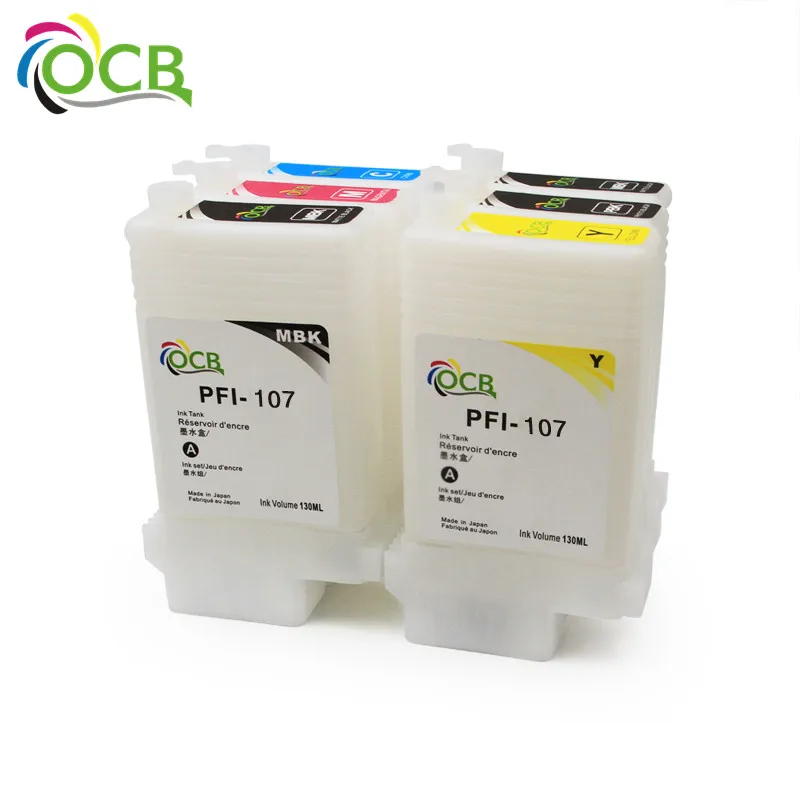 
 Ocbestjet 6 видов цветов 130 мл PFI 107 многоразовый картридж с чернилами для широкоформатного принтера Canon iPF770 iPF780 iPF785 iPF670 iPF680  