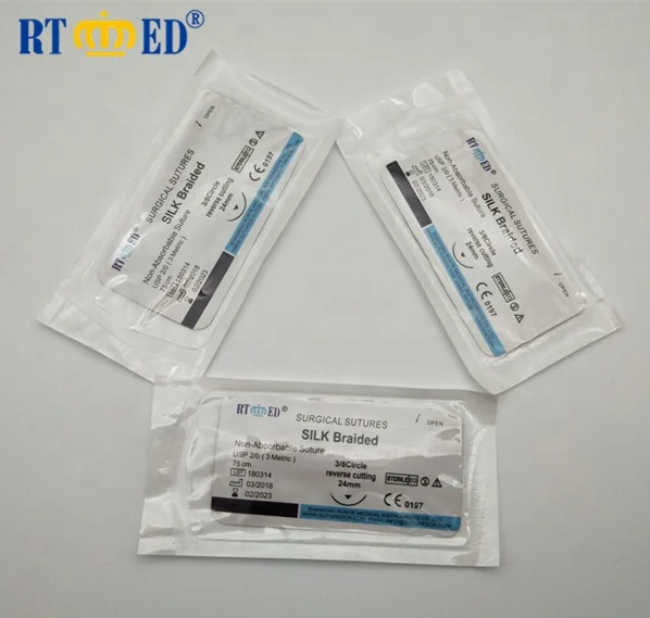 Factory Offer high Quality Surgical Sutures Non-absorbable Silk Suture With Needle with ISO & CE approved
