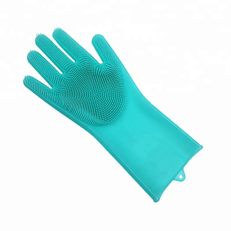 New Magic Silicone Dish Washing Gloves With Scrubber Heat Resistant Brush Scrubbing Glove Kitchen Hand Glove in High Quality