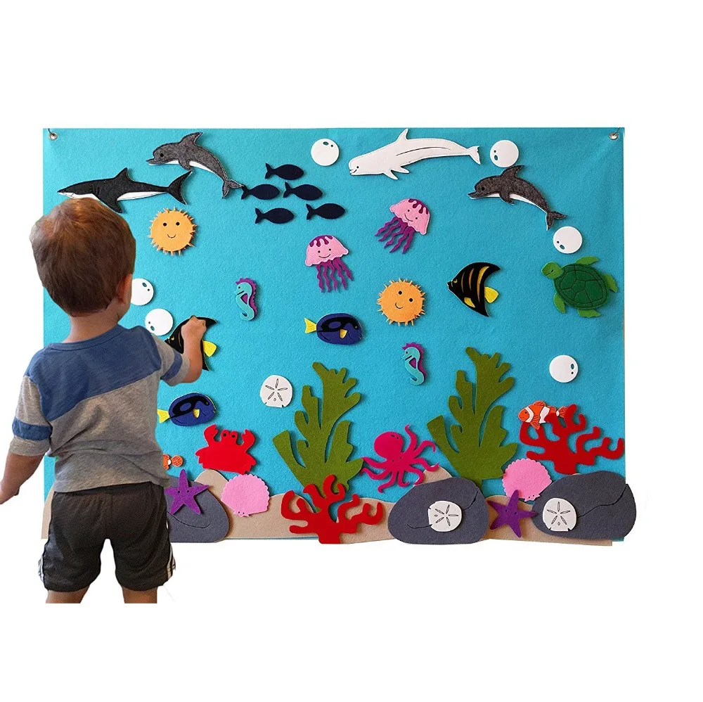 Felt Flannel Board Under the Sea Ocean Aquarium Fish Animals Deluxe Set Giant 3.5 Ft 50+ Pieces Wall Hanging