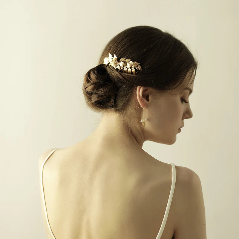 O831 Exquisite Wedding Bridal Hair Comb Copper Leaves Bridesmaid Handmade Headpiece Women Marriage Accessories