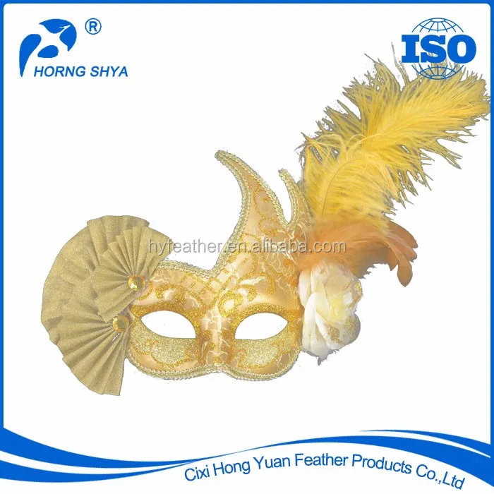 Funny Costume Cosplay Mask Venetian Mardi Gras Carnival Masquerade Mask Ostrich Feather Party Mask for Party Supply Xmas Decor