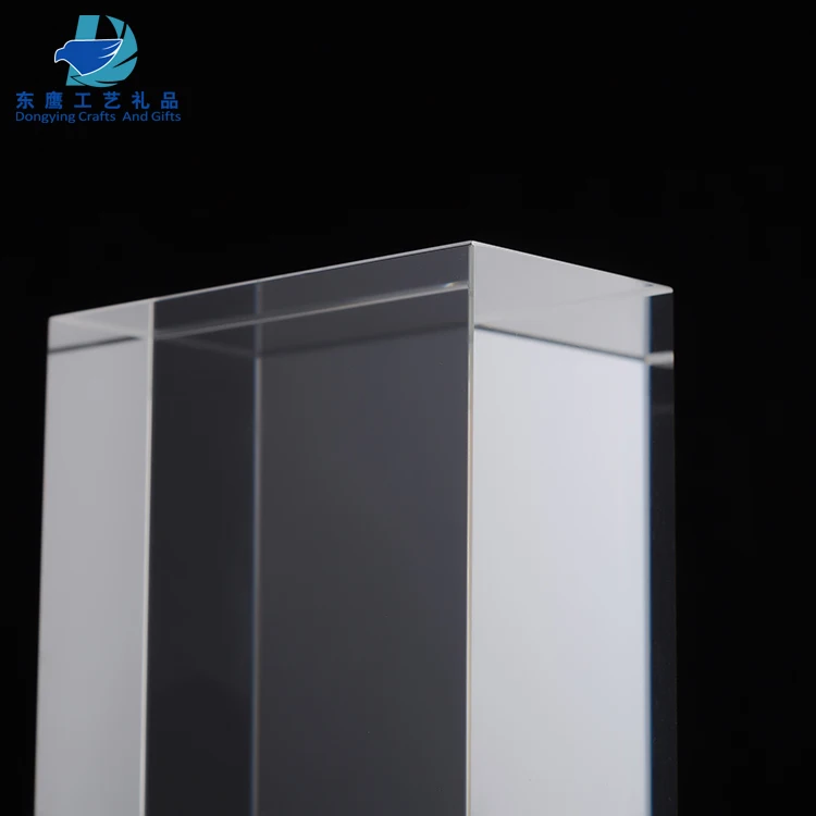 Blank Glass Cube Crystal Paperweight With Light Base