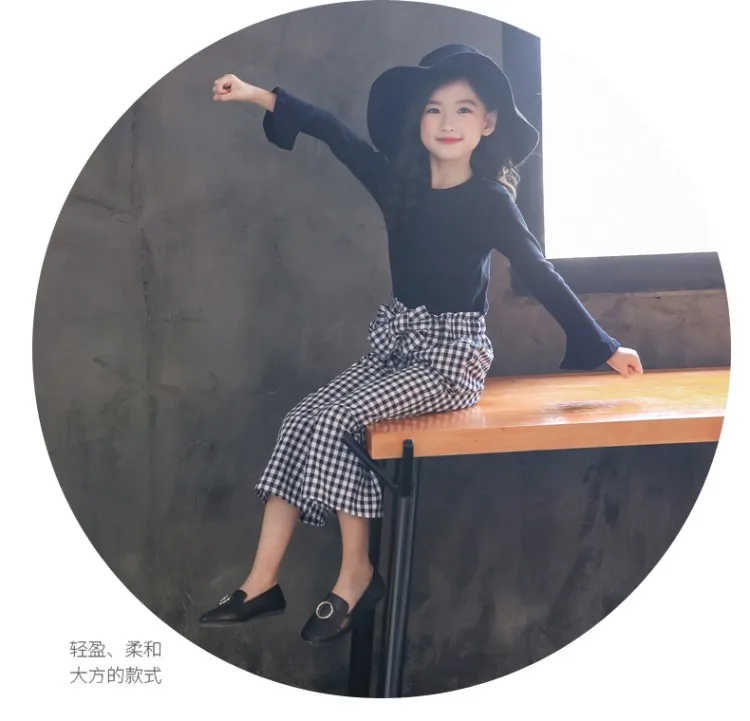 Hao Baby Han Edition Plaid Pants Cuhk Virgin Girls Wide-legged Pants Fall Fashion Leisure Suit Children Clothes Girls