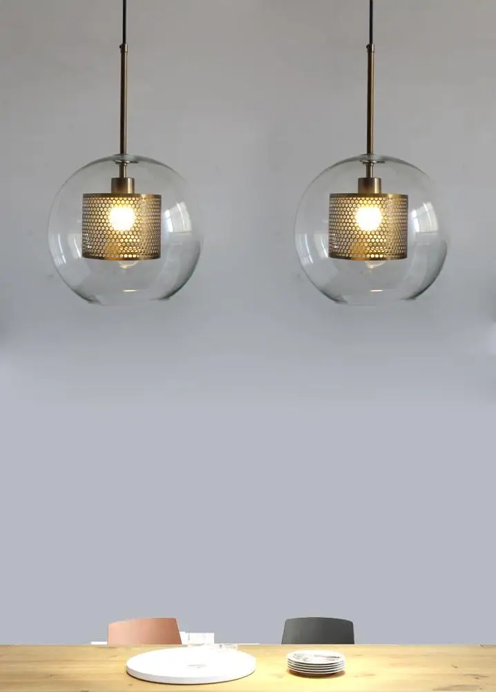 Nordic romantic personality living room iron E27 crystal chandelier pendant lamp