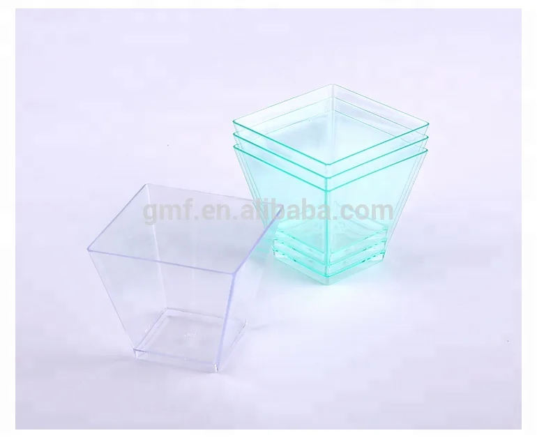 Clear multi use 2oz disposable square plastic cup for food storage