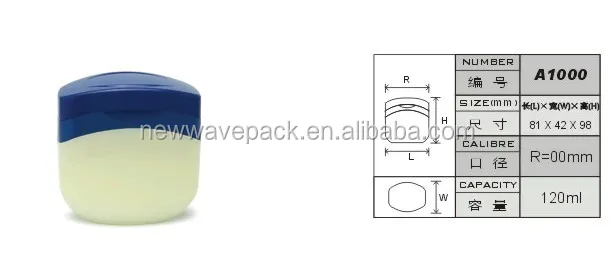250g HDPE plastic petroleum jelly container , empty square cosmetic jars 130g 100g petroleum jelly bottle