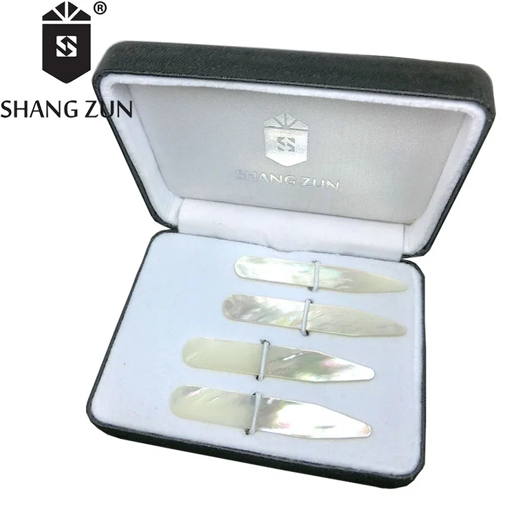 Высококачественный воротник на заказ с перламутром, 4 шт. в коробке, воротники для мужской рубашки