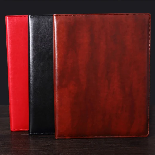 PU leather portfolio with zipper closed Promotional gifts New fashion Luxury Presentation Ring binder notebook Clip file