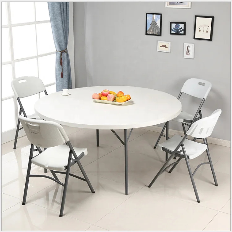 Space-Save Easy Transport 10 Seats Plastic Folding HDPE Banquet Dining Table And Chairs Set