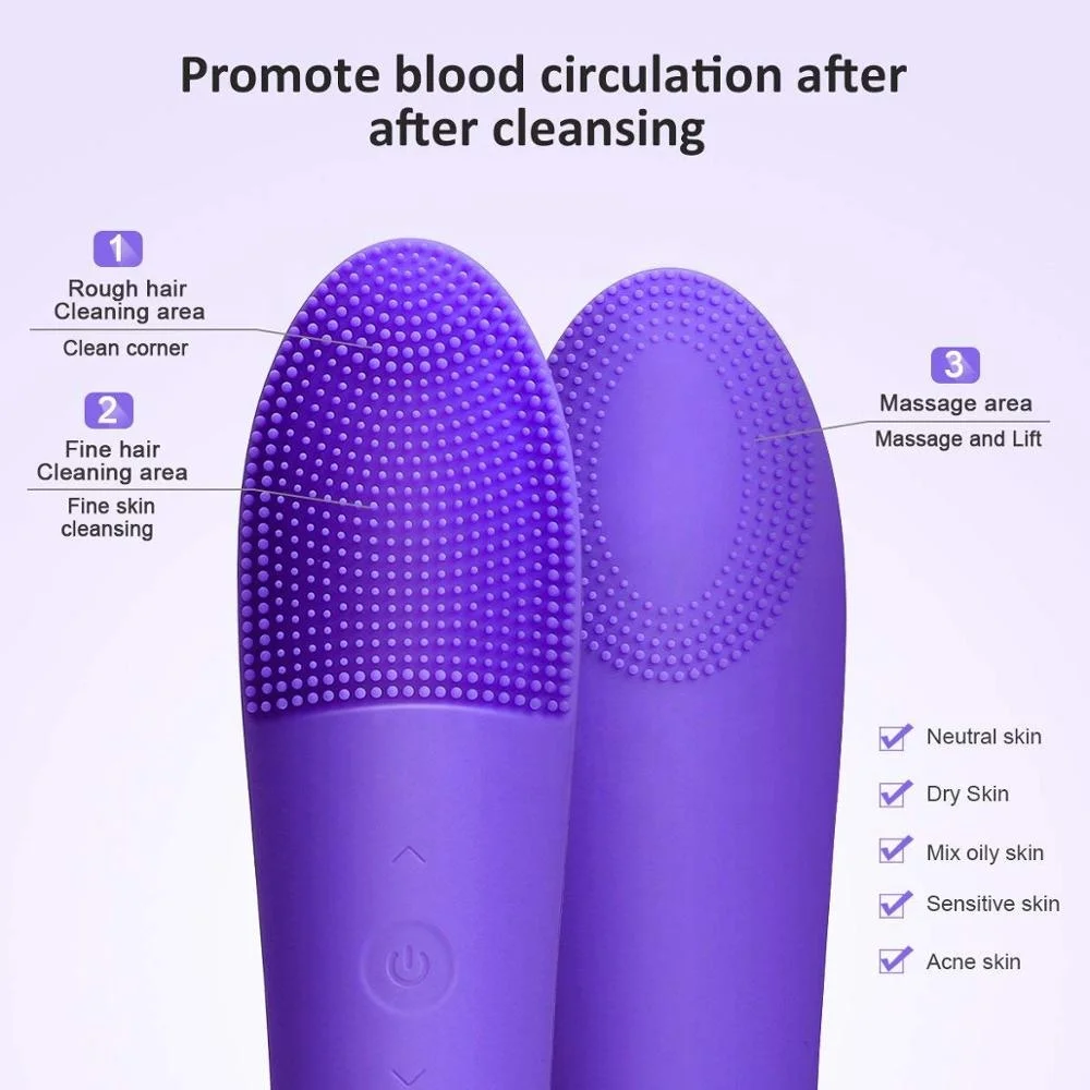 Dual-use Silicone Facial Cleansing Brush IPX7 Waterproof Electric Face Cleanser Massager Brush Rechargeable Silicone Brush