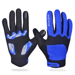 Black Leather Mens Cycling Gloves Bicycle High Elasticity Motorbike Winter  Lycra Riding Gloves