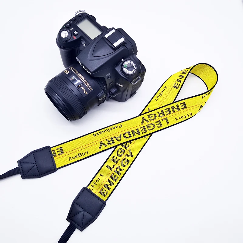 OEM Personalized Custom Jacquard Woven Brand Logo Yellow Nylon Camera Strap For All Cameras