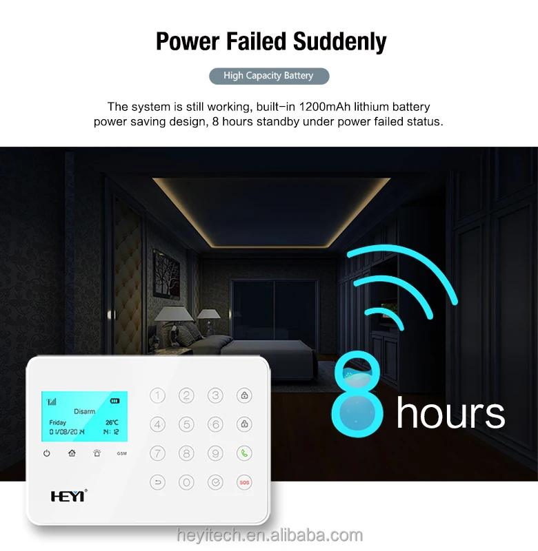 HY-H7 Arm/Disarm function LCD touch screen  CID protocols wireless boat alarm system anti burglar